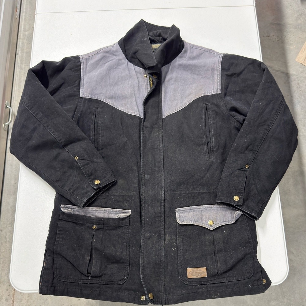 Guide Gear Canvas Work Jacket Mens Medium Black Excellent Aztec Fleece Lined